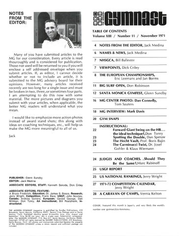 Modern Gymnast - November 1971 by USA Gymnastics - Issuu