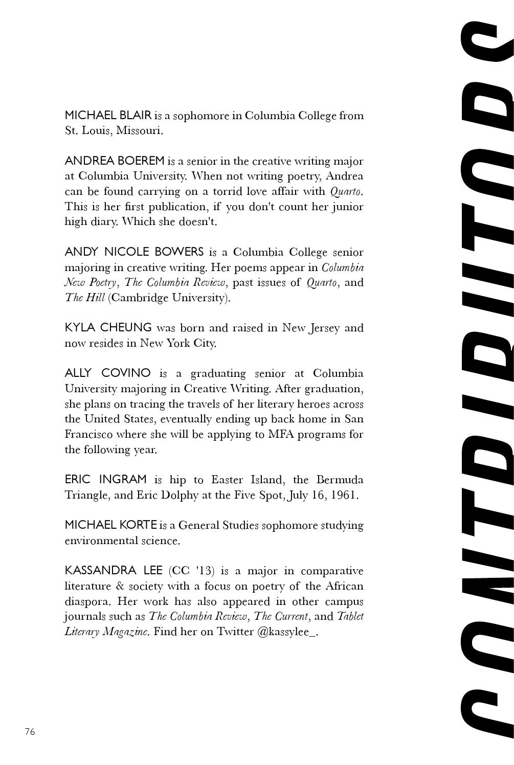 creative writing department columbia creative writing college confidential