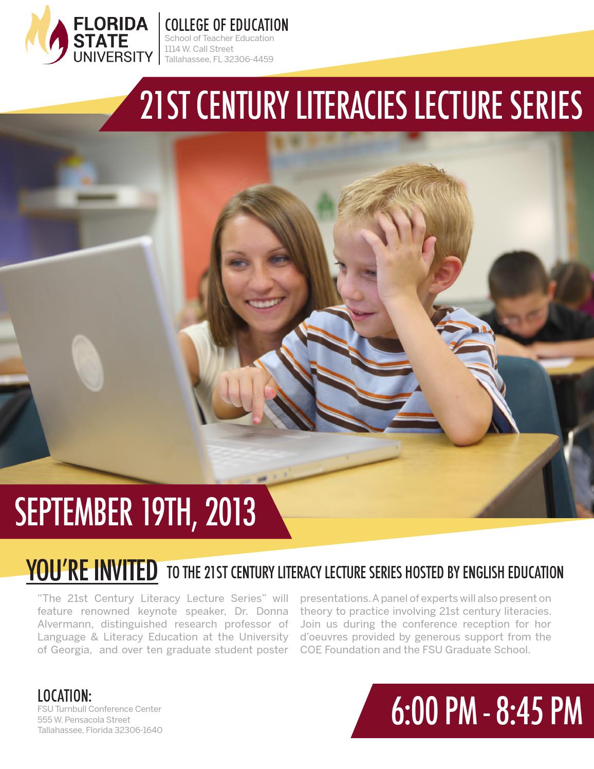 Literacy lecture flyer 2013 by FSU College of Education, Health, and ...