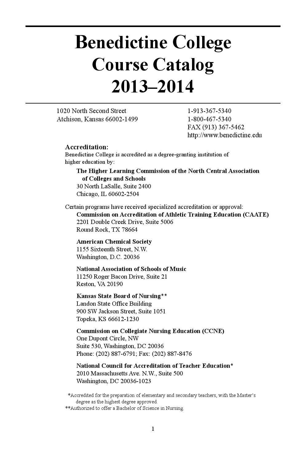 20132014 Benedictine College Course Catalog by Benedictine College Issuu