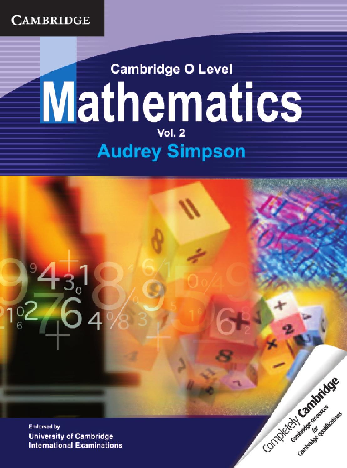 Cambridge O Level Mathematics Volume 2 by Cambridge University Press