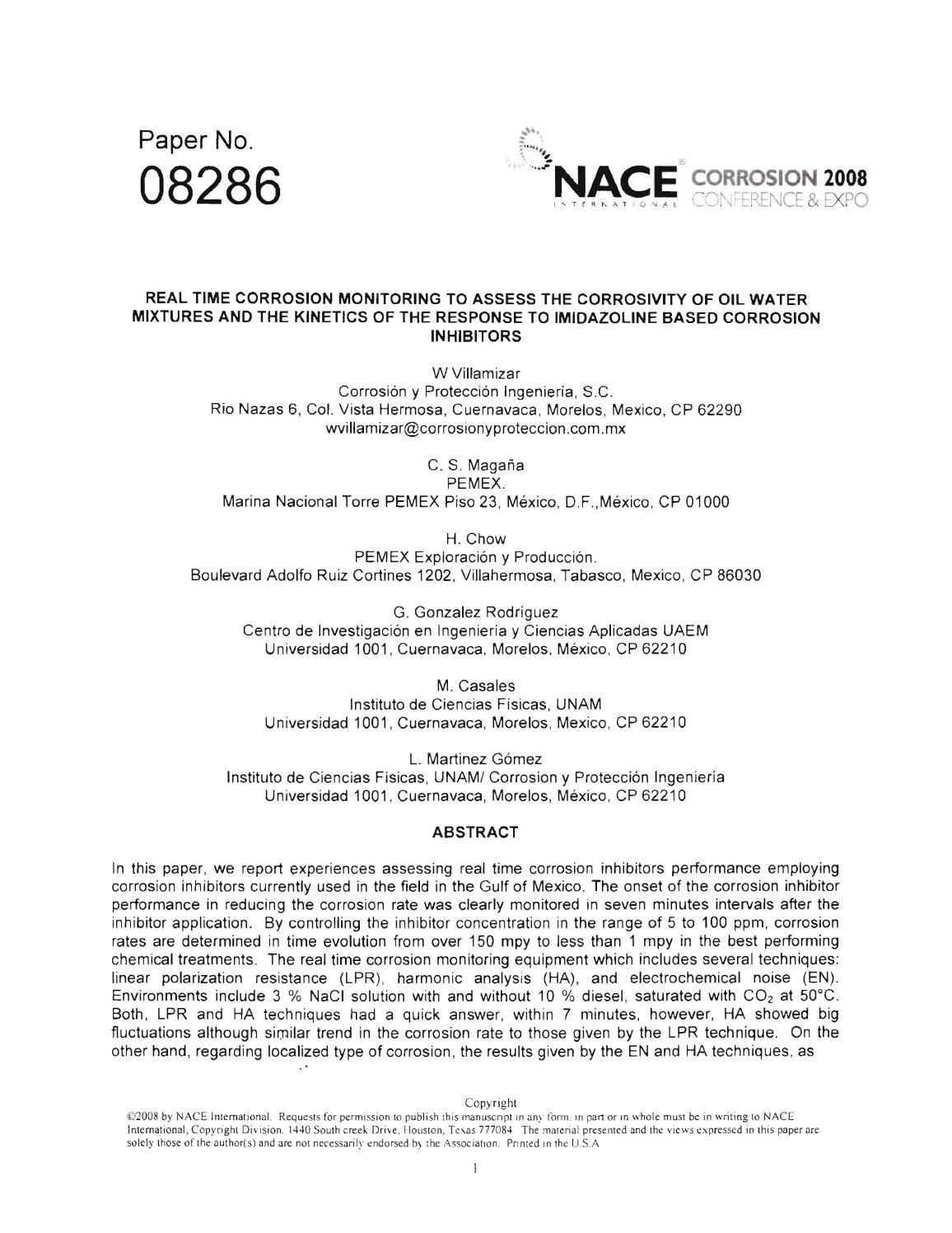 08 Real Time Corrosion Monitoring To Assess The Corrosivity Of Oil Water Mixtures And The Kinetics By Corrosion Y Proteccion Issuu