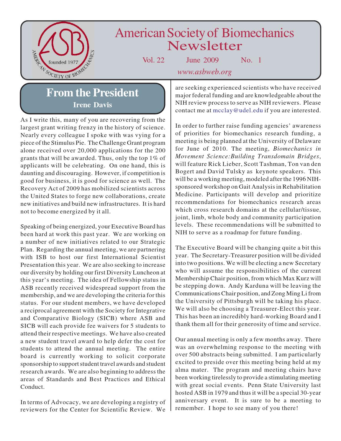 American Society of Biomechanics Newsletter by ASB web - Issuu