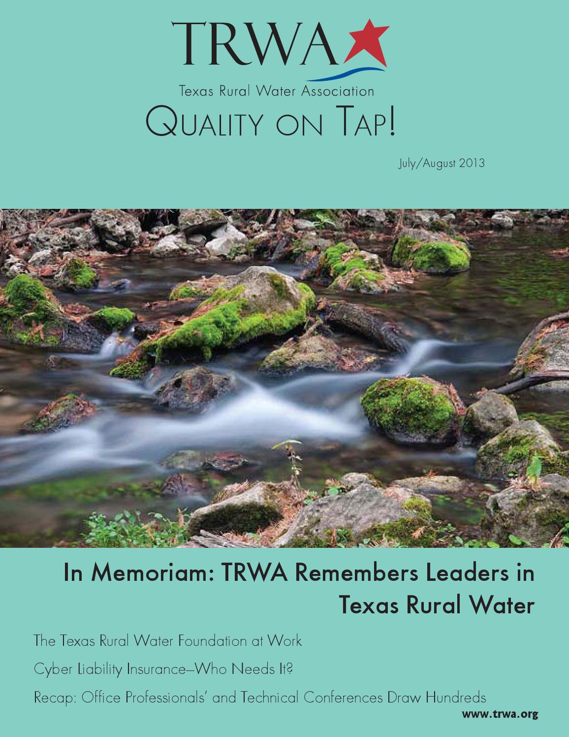 Quality on Tap July/August 2013 by Texas Rural Water Association Issuu