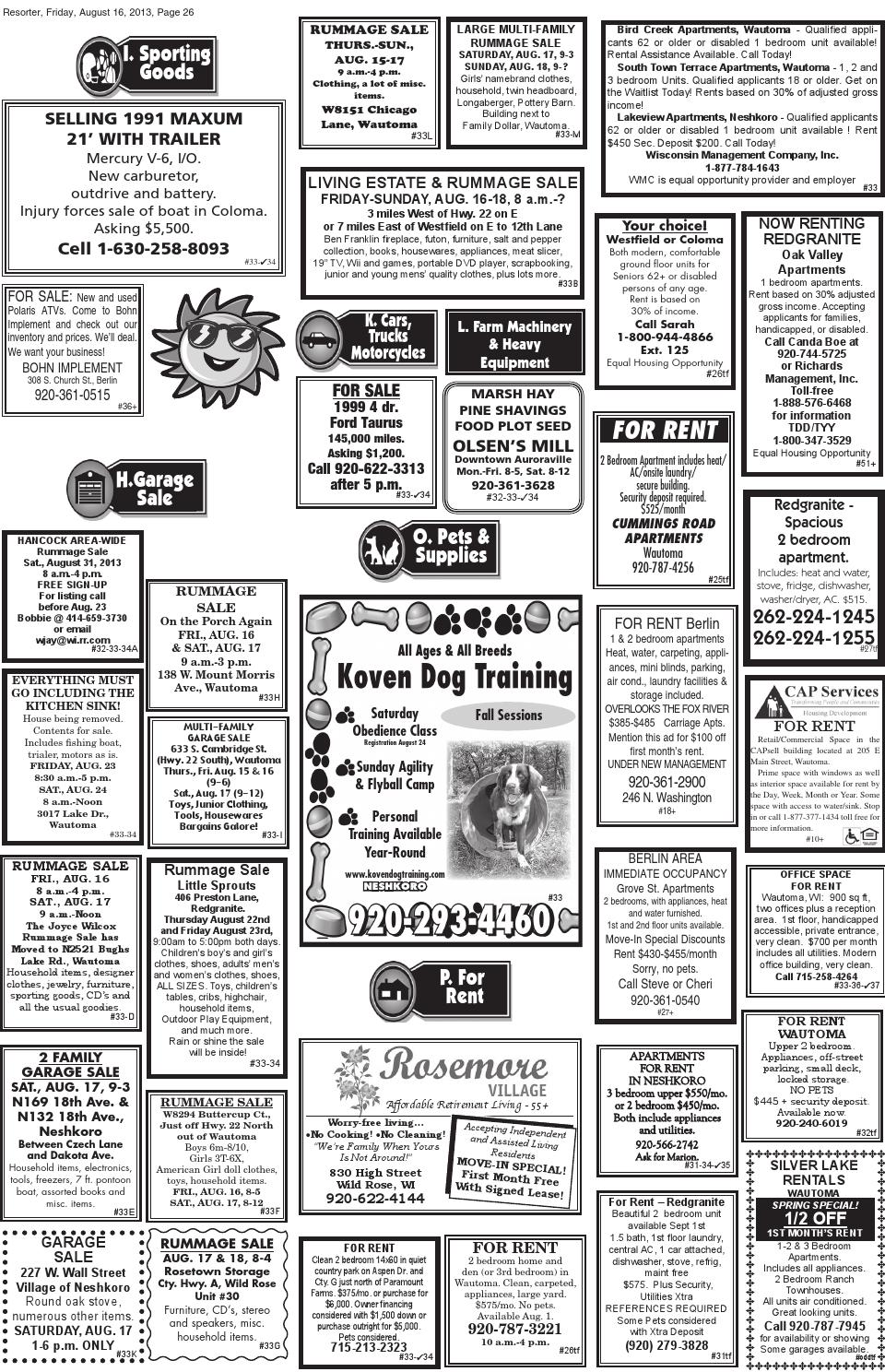 Central Wisconsin Resorter No. 33 by Wautoma Newspapers Issuu