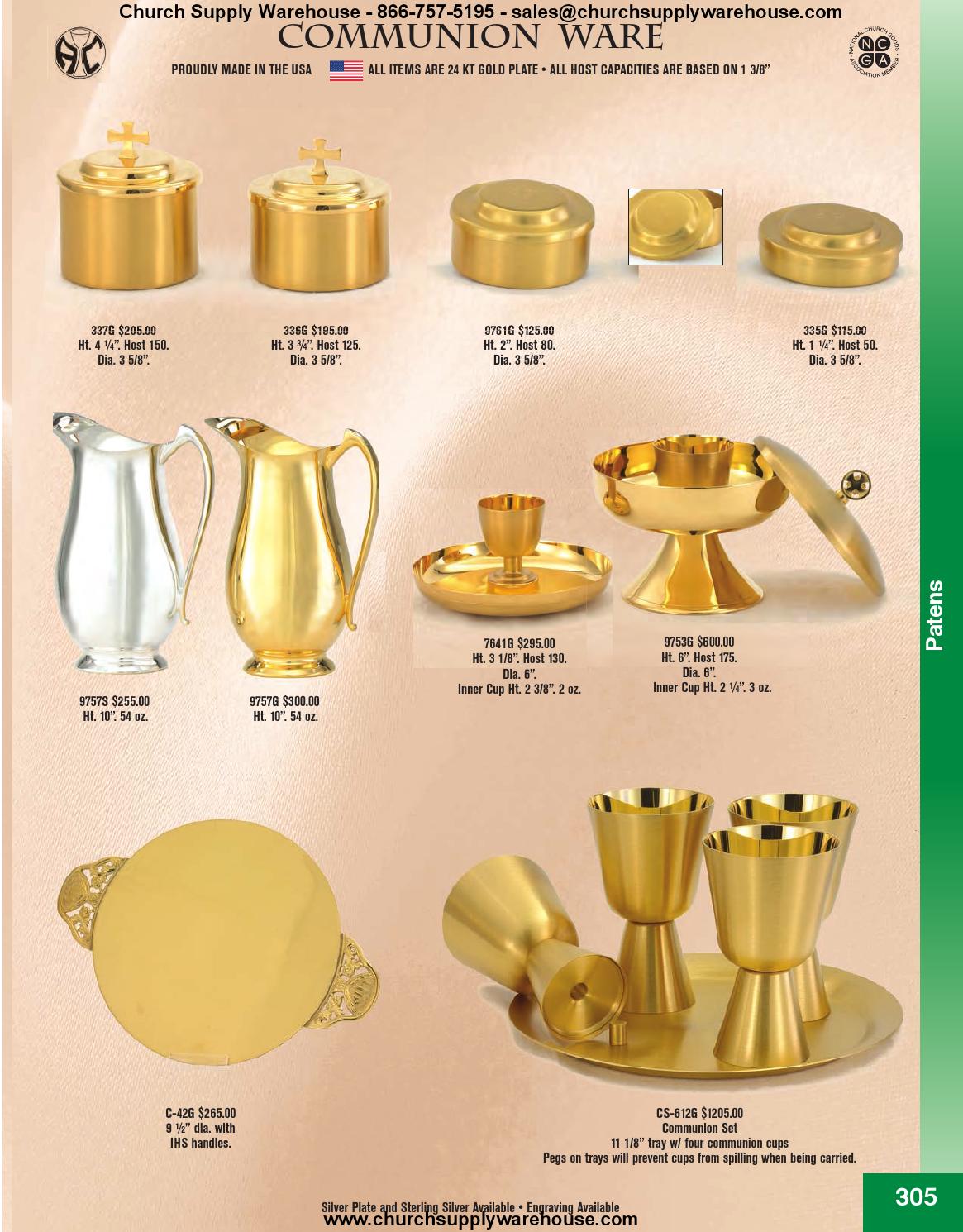 2014 Church Supply Warehouse Catalog Metalware Section by Church