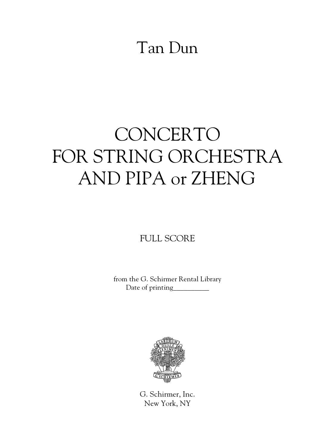 Tan Dun CONCERTO FOR STRING ORCHESTRA AND PIPA by ScoresOnDemand Issuu