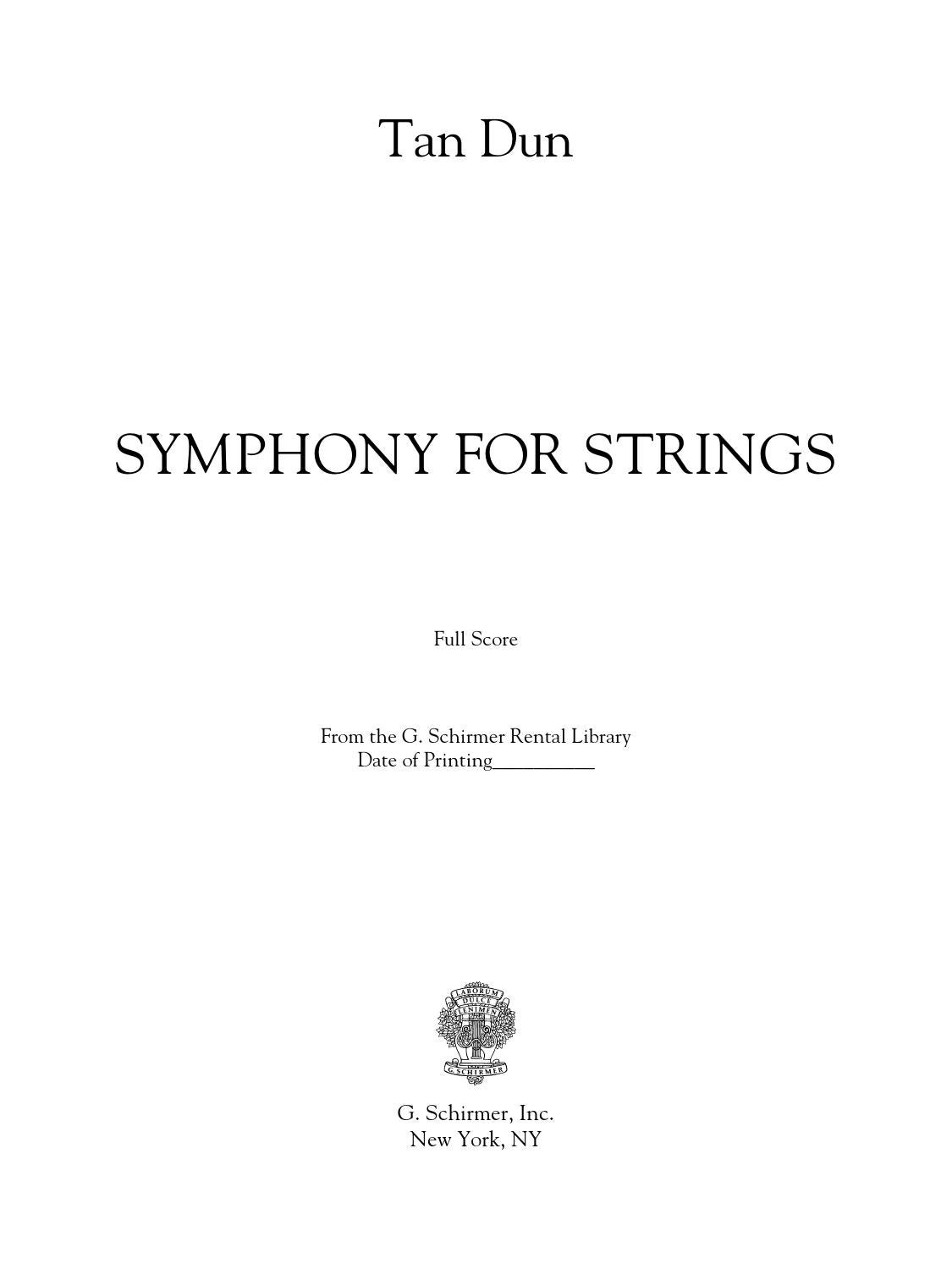 Tan Dun SYMPHONY FOR STRINGS by ScoresOnDemand Issuu