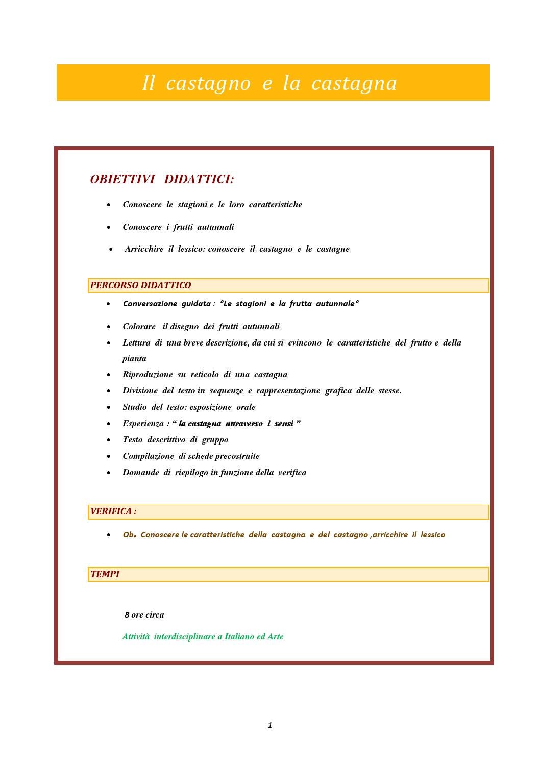 Descrizione Della Castagna Con I 5 Sensi