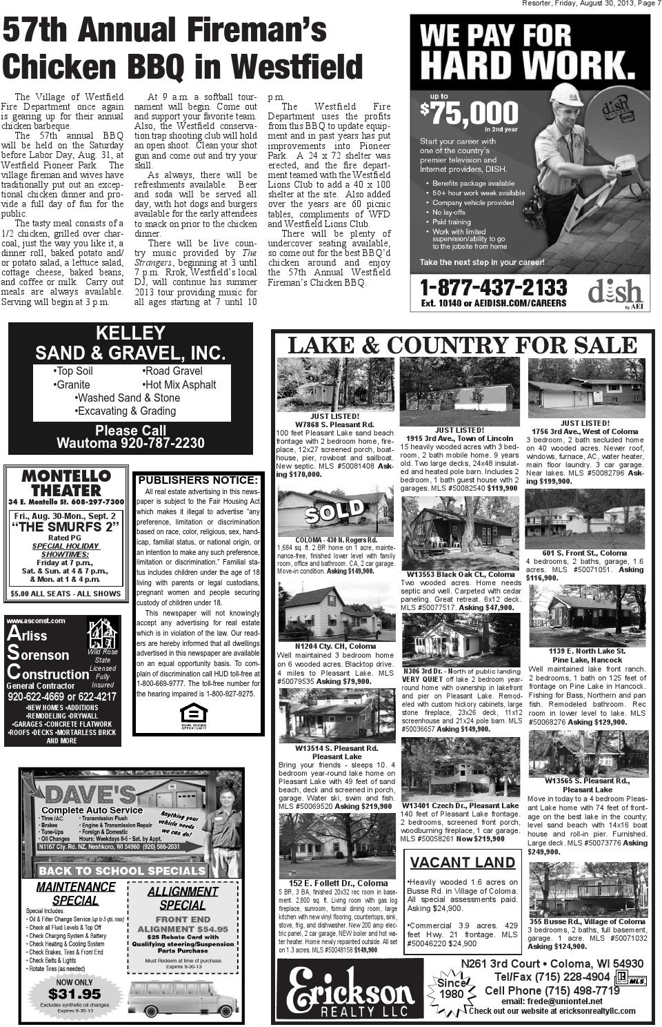 Central Wisconsin Resorter 2013 No. 35 by Wautoma Newspapers Issuu