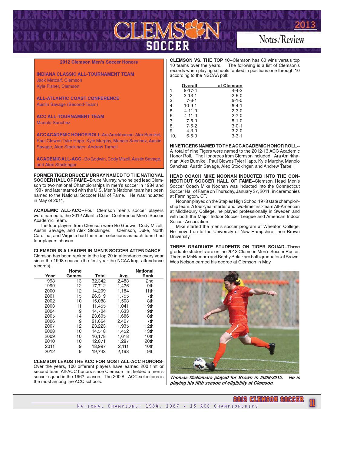 2013 Clemson Men's Soccer Media Guide by Clemson Tigers Issuu