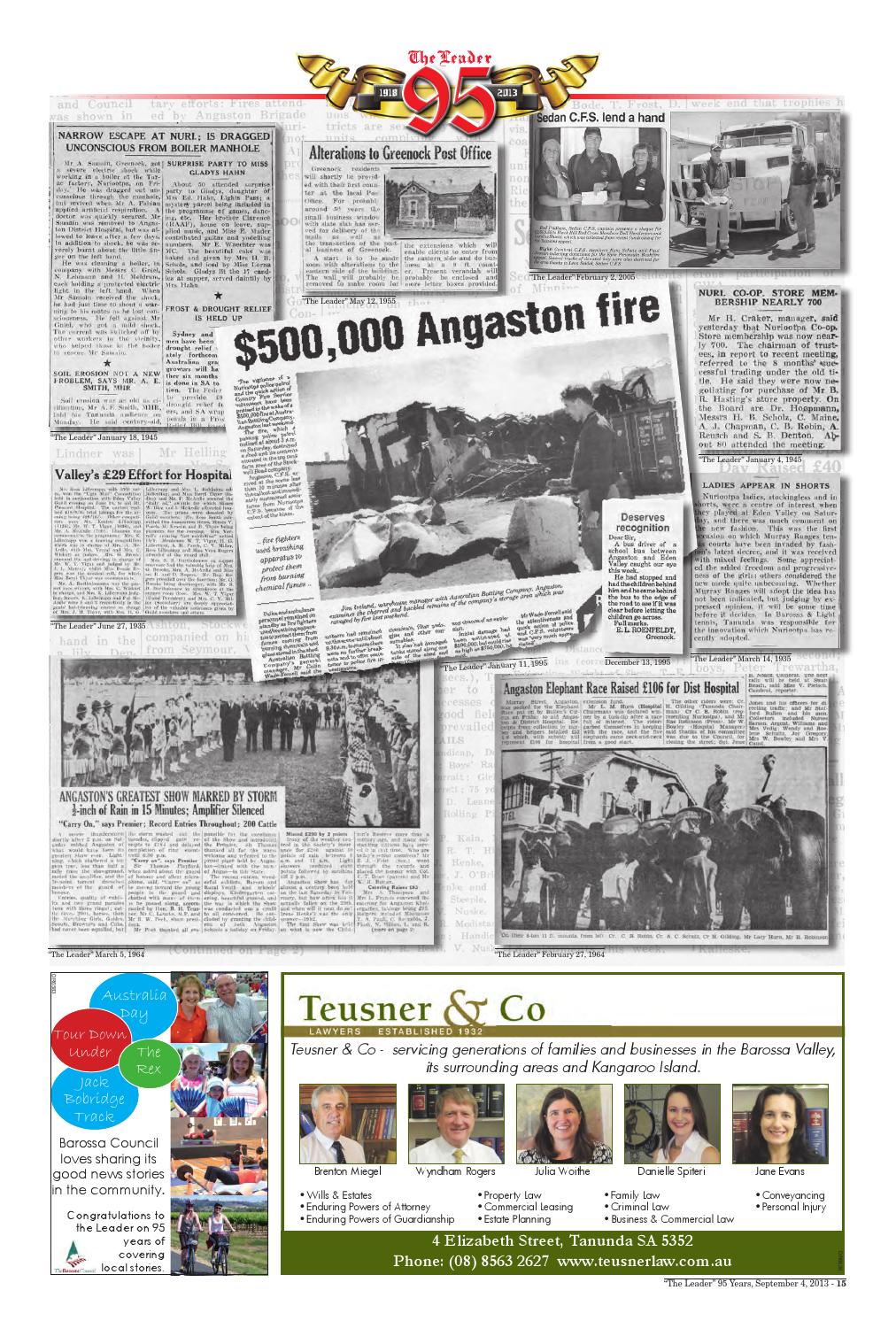 95 years of The Leader Newspaper The Barossa's Favourite Newspaper by