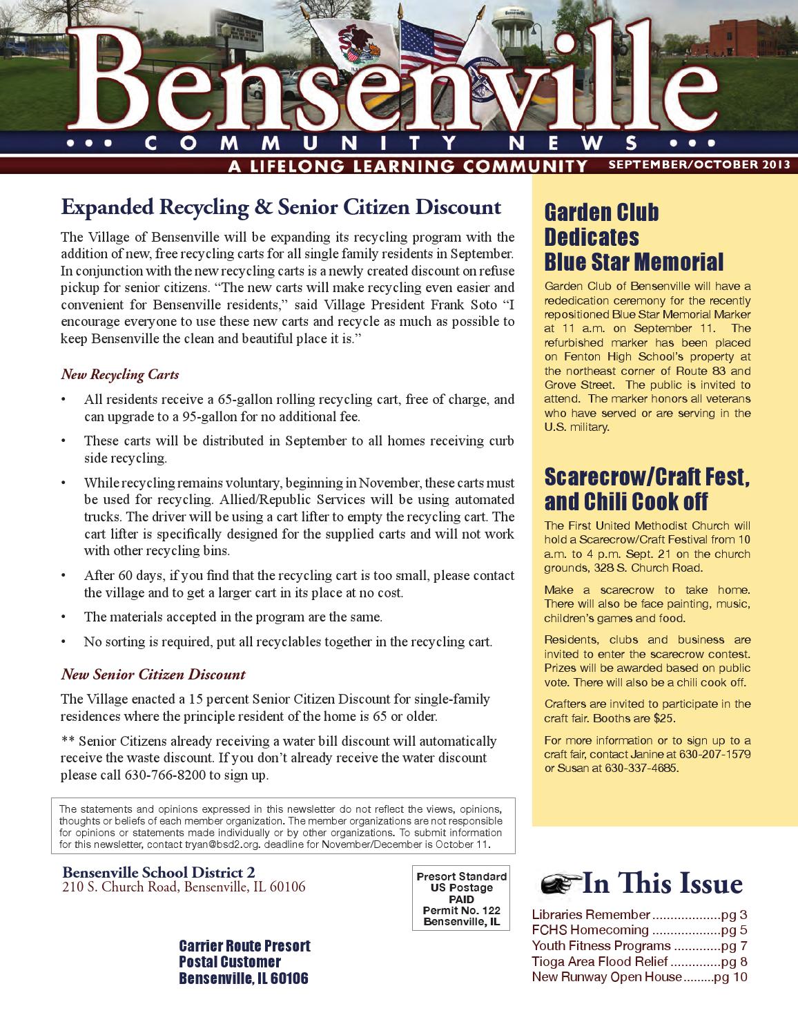The Bensenville Community Newsletter SeptOctober 2013 by Village of