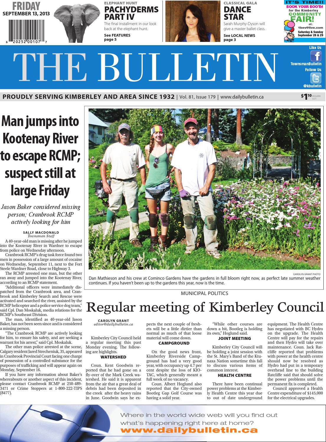 Kimberley Daily Bulletin, September 13, 2013 by Black Press Media Group