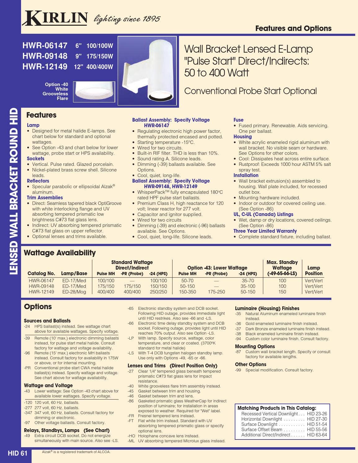 *Kirlin's Pulse Start Metal Halide Lighting Catalog 02PS by The Kirlin