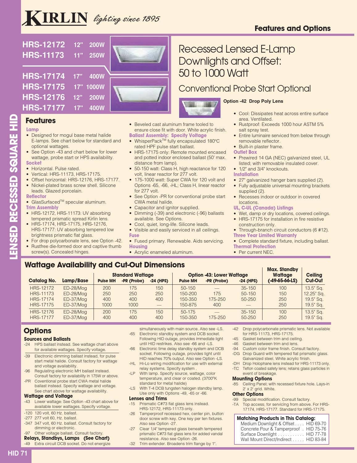 *Kirlin's Pulse Start Metal Halide Lighting Catalog 02PS by The Kirlin