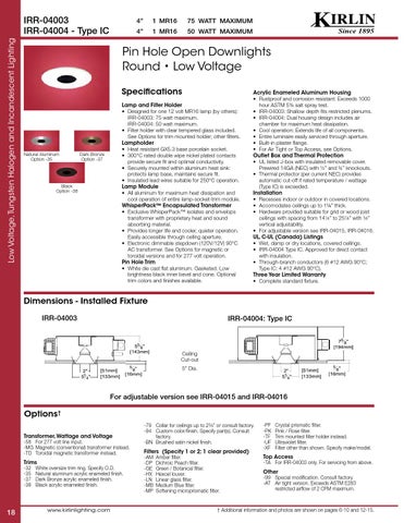 The Kirlin Company *Kirlin's Tungsten Halogen and Incandescent 灯饰目录 07TH 第 20 页
