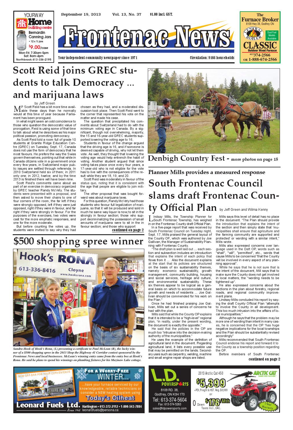 Vol.13 No.37 by Frontenac News PDFs have moved to Google Drive. Access