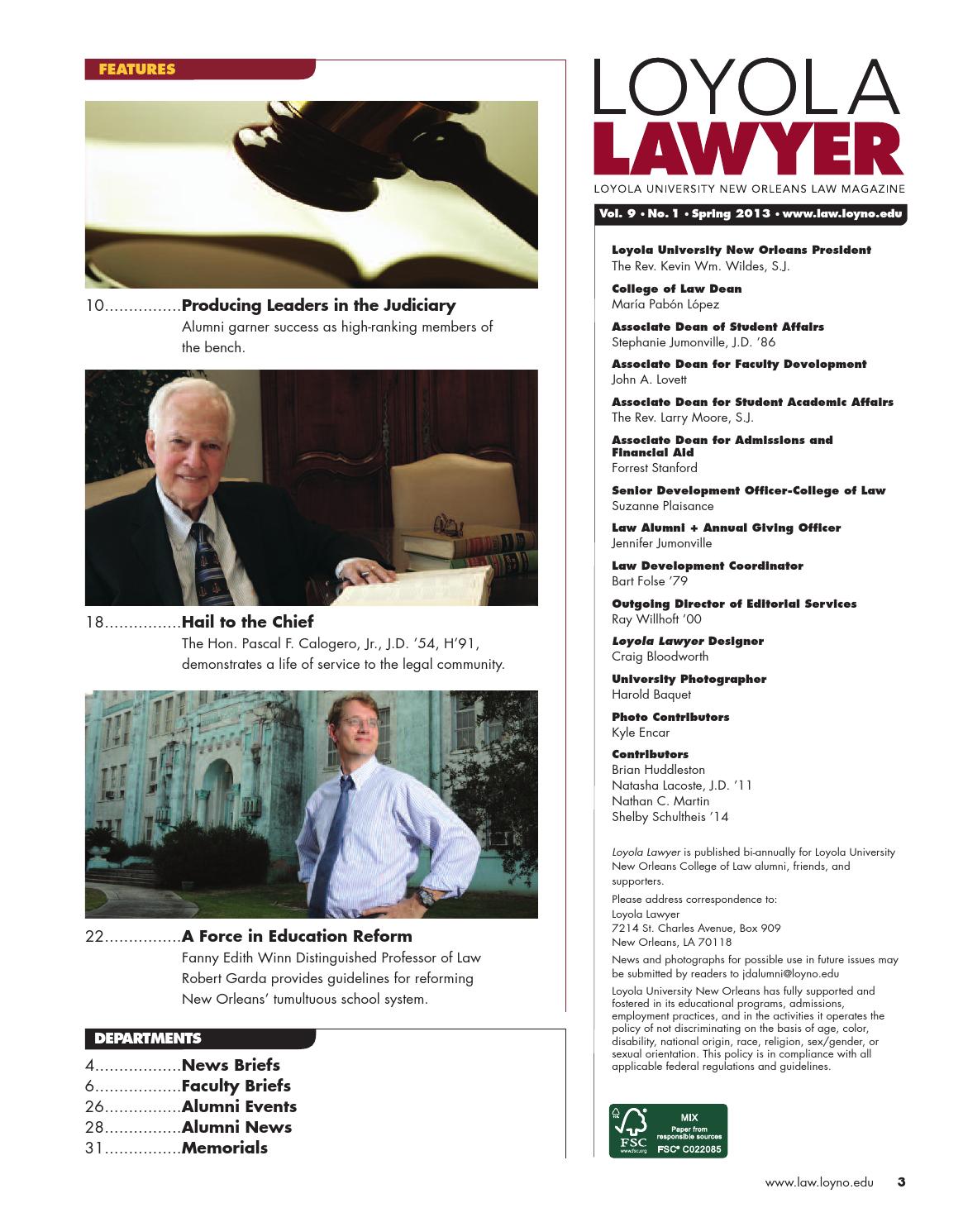 Loyola Lawyer Spring 2013 by Loyola University New Orleans Issuu