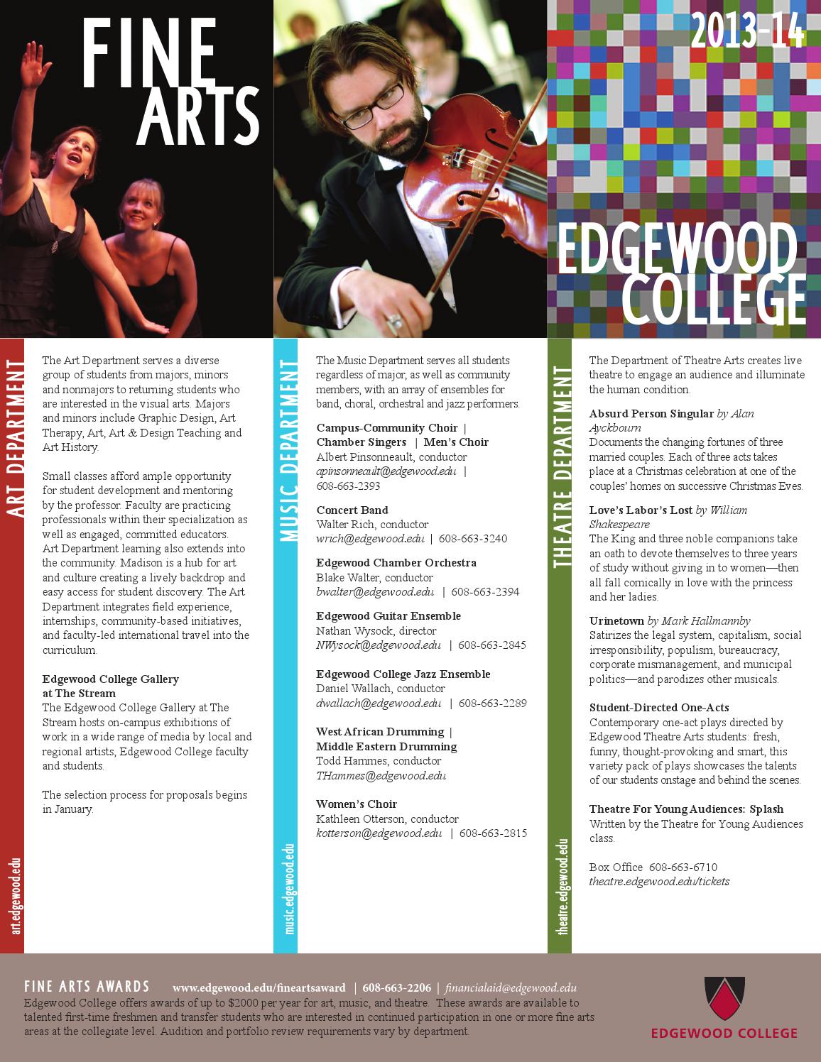 Fine Arts Brochure 20132014 by Edgewood College Issuu