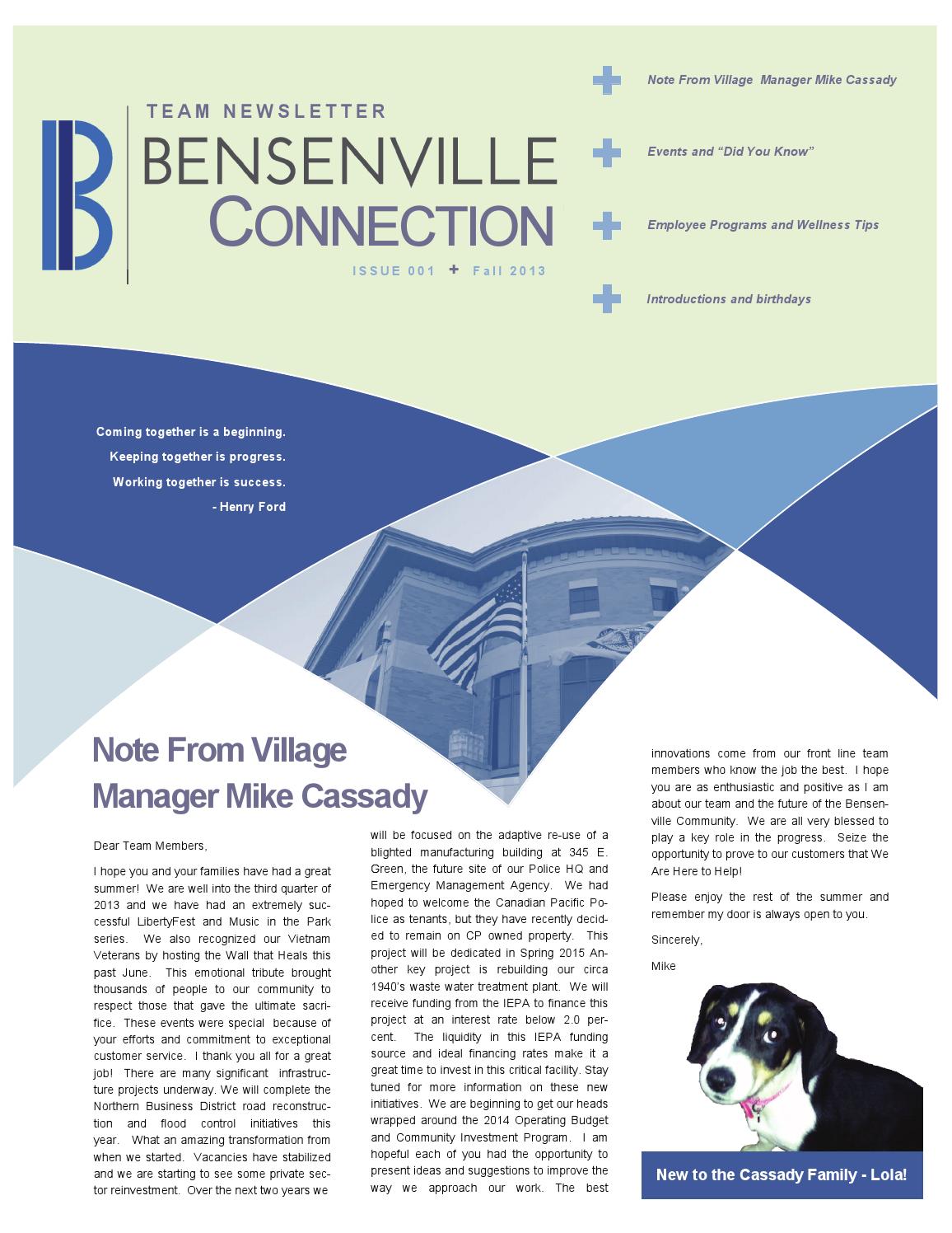 Fall 2013 Employee Newsletter by Village of Bensenville Issuu