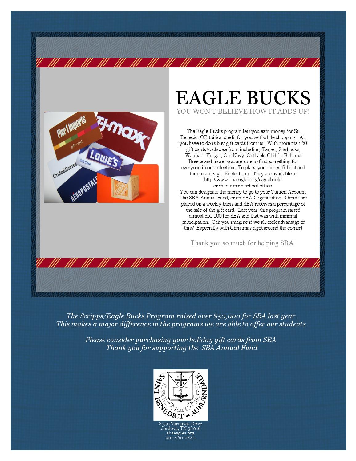 Eagle Bucks Order Form by Saint Benedict at Auburndale Issuu