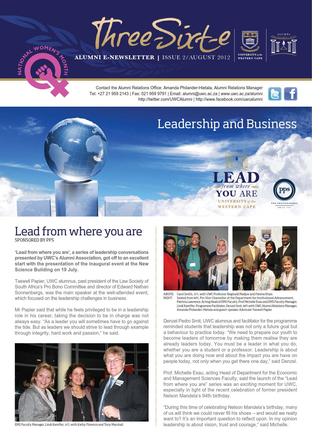 Uwc Alumni Newsletter Issue2 Aug 2012 By The University Of The Western Cape Issuu