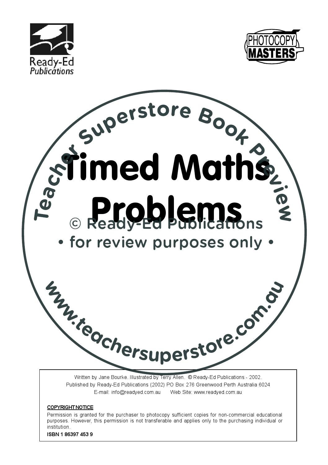 More Timed Maths Problems by Teacher Superstore - Issuu
