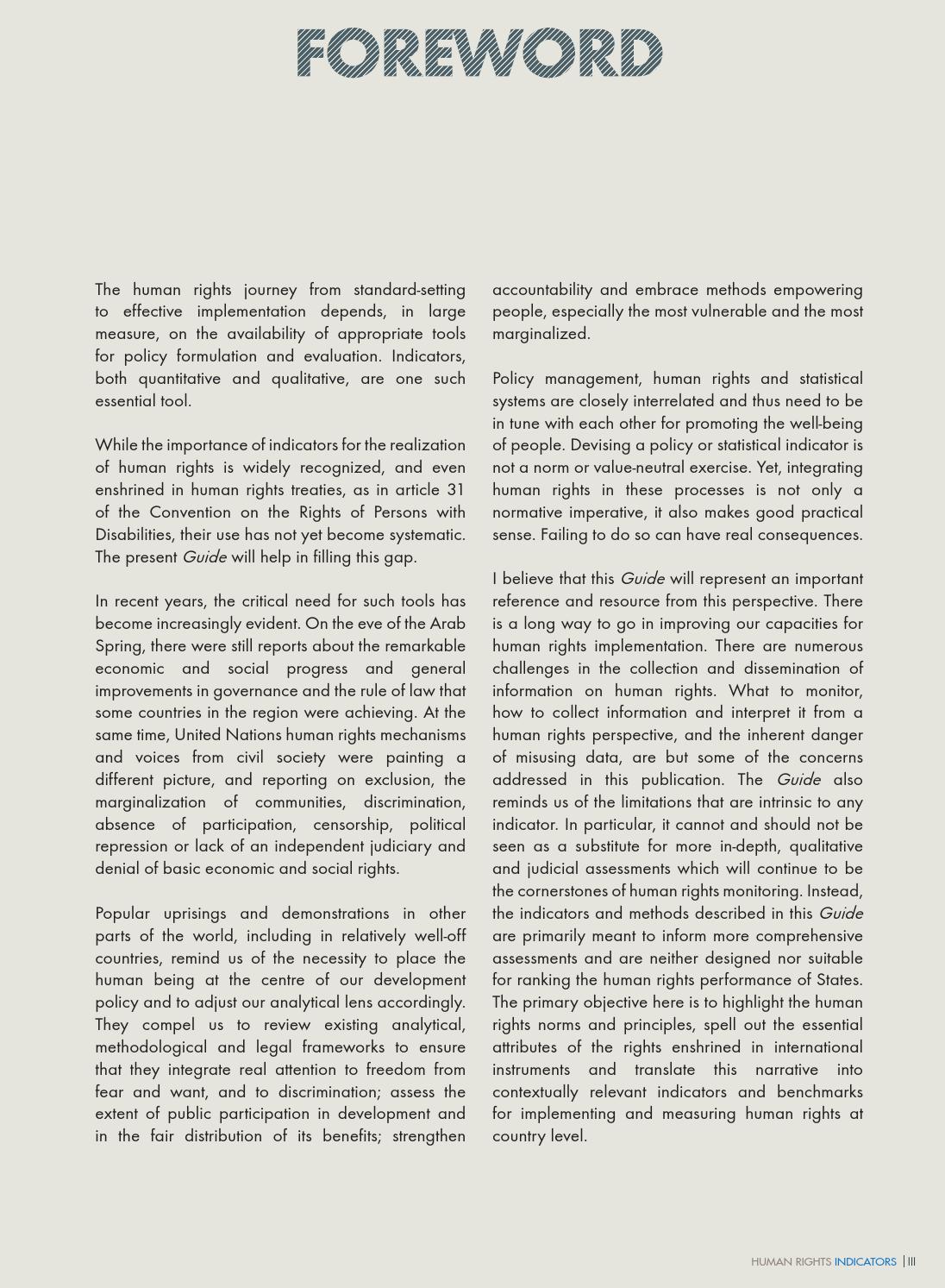 Human Rights Indicators A Guide to Measurement and Implementation by