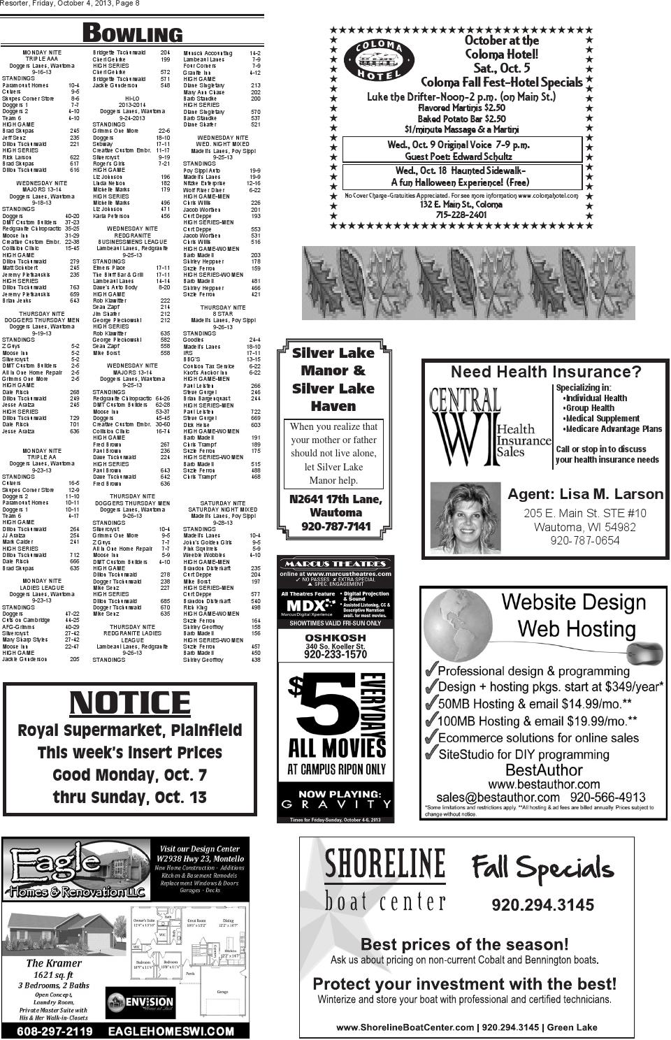 Central Wisconsin Resorter 2013 No. 40 by Wautoma Newspapers Issuu