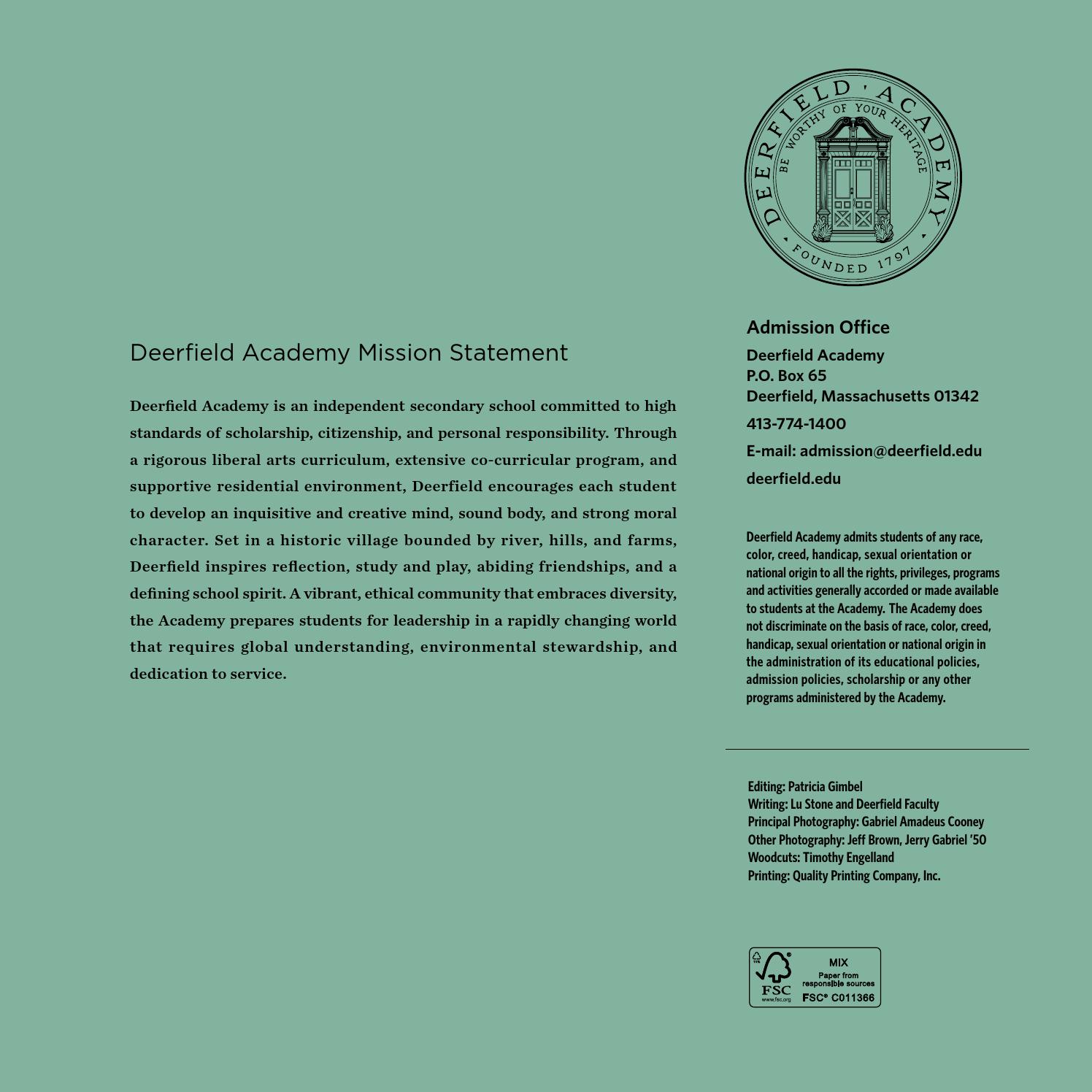 Deerfield academy admission essay