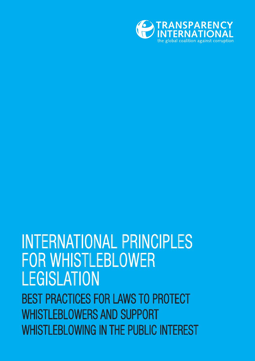 International principles for whistleblower legislation by Transparency ...