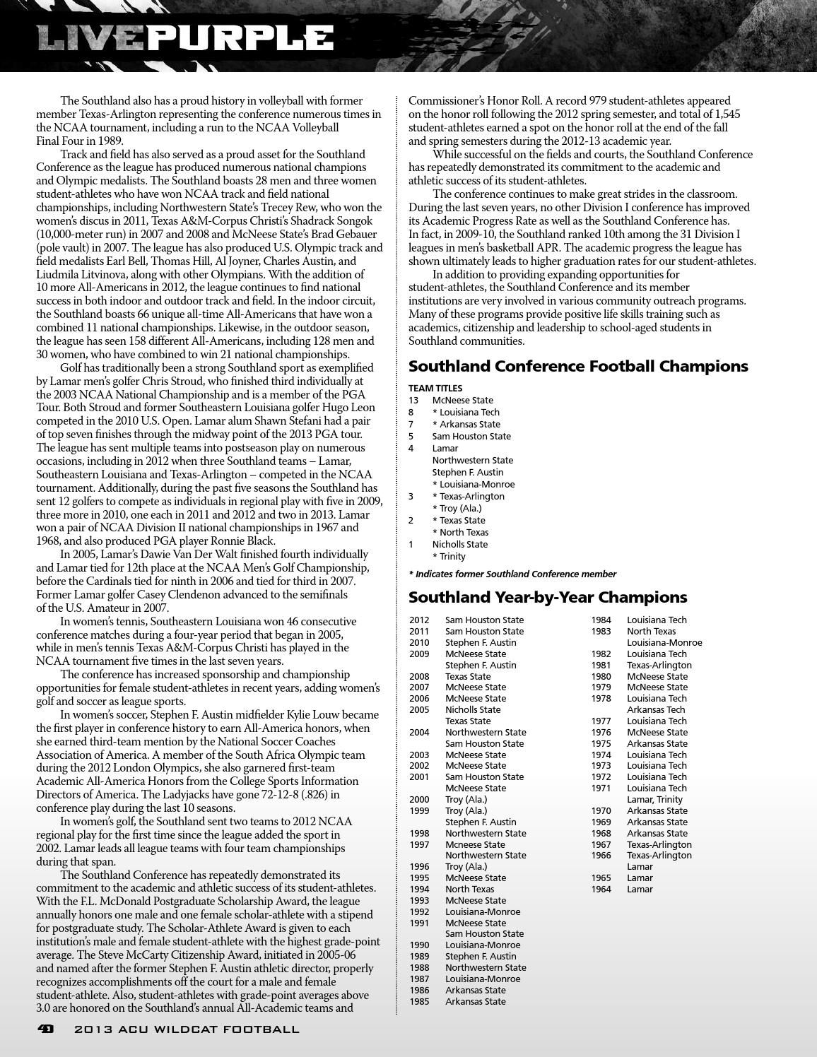 2013 ACU Football Record Book by Abilene Christian University Issuu
