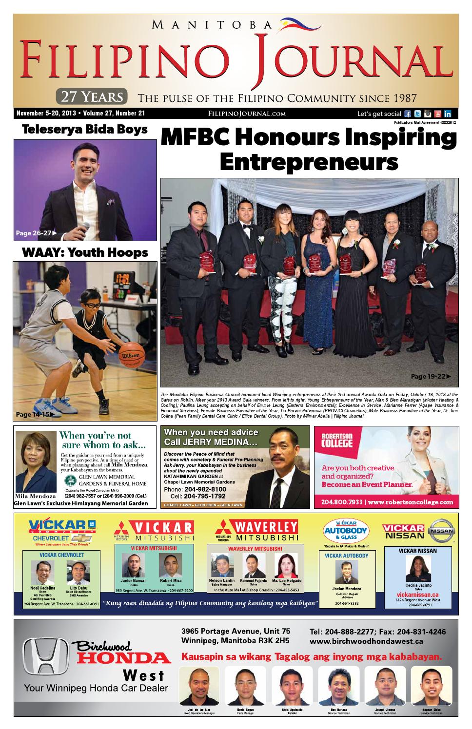 Filipino Journal Manitoba Edition Nov. 05 20, 2013 by Filipino