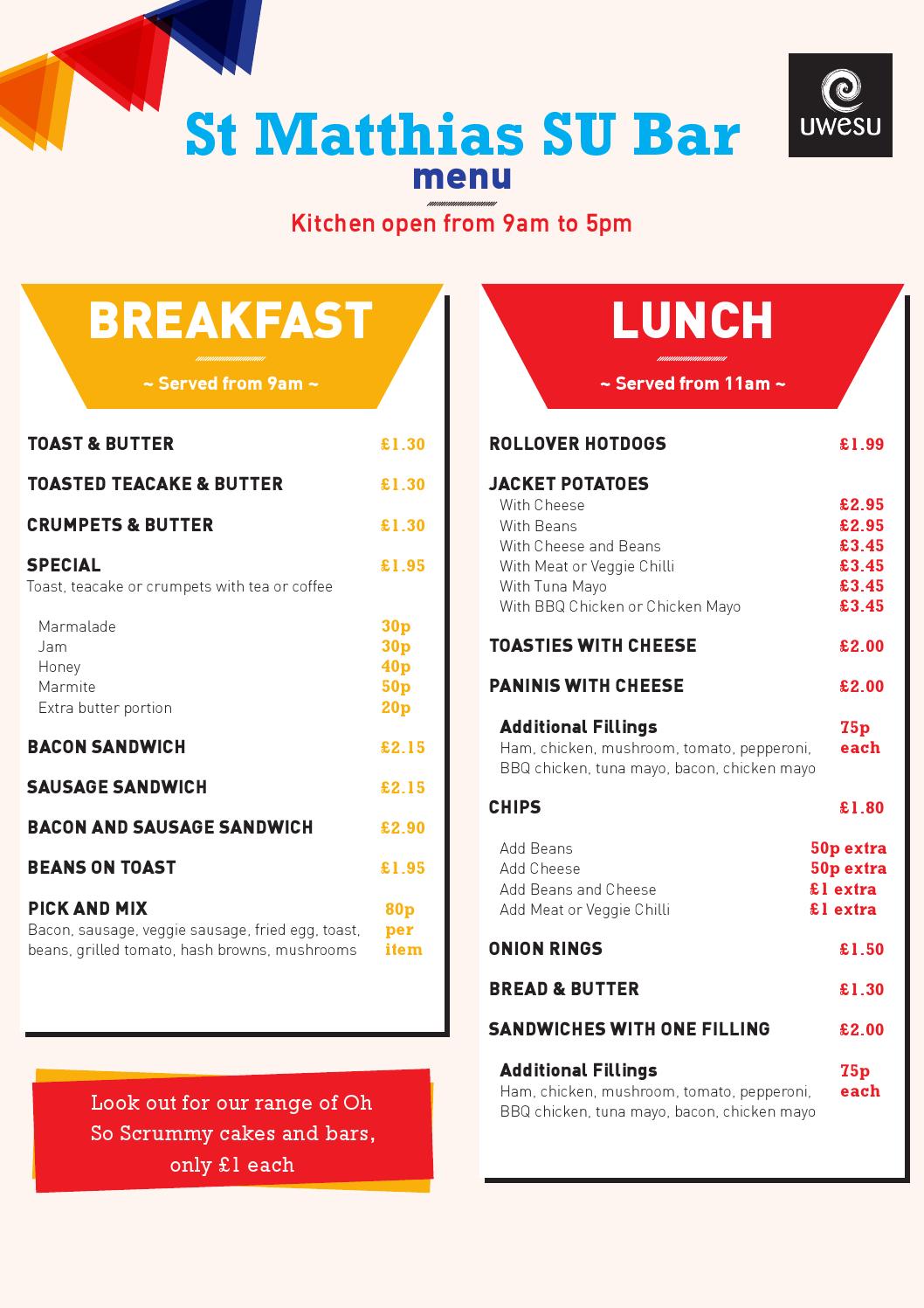 St matts bar menu by The Students' Union at UWE Issuu