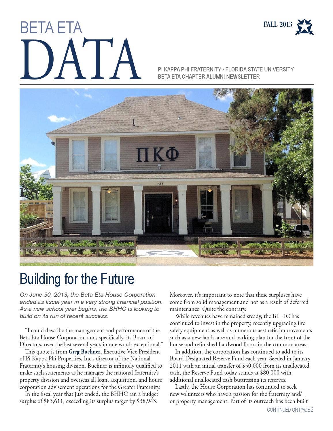 Beta Eta Data - Fall 2013 by Pi Kappa Phi - Issuu