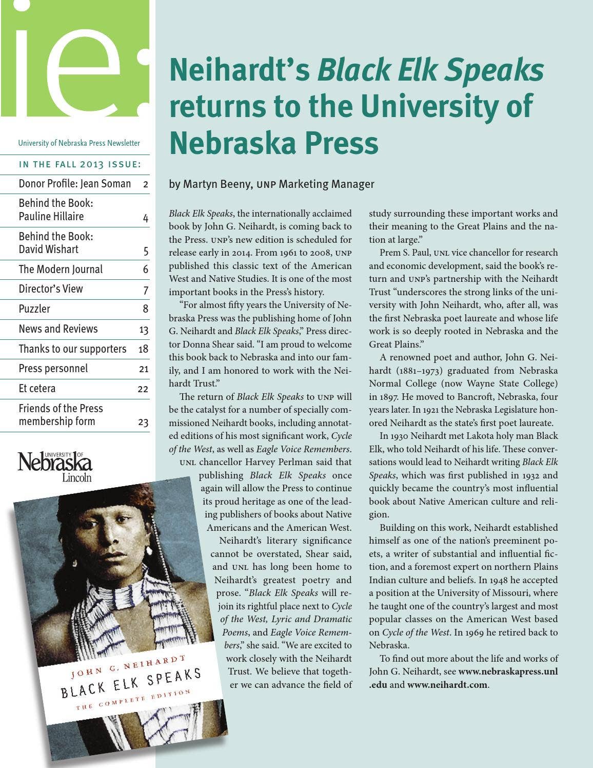 UNP Fall 2013 E-newsletter by University of Nebraska Press