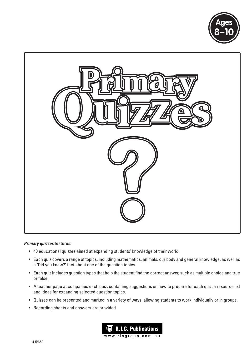 Primary Quizzes: Ages 8-10 by Teacher Superstore - Issuu