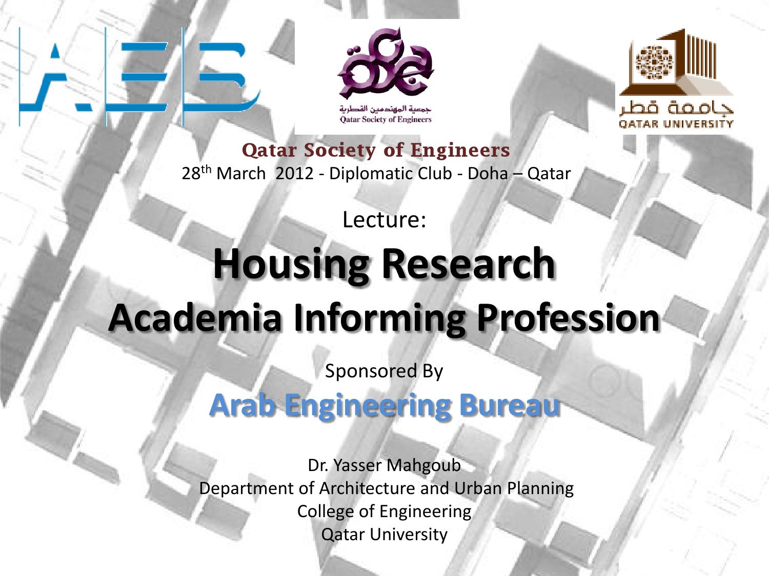 Housing Research Academia Informing Profession 