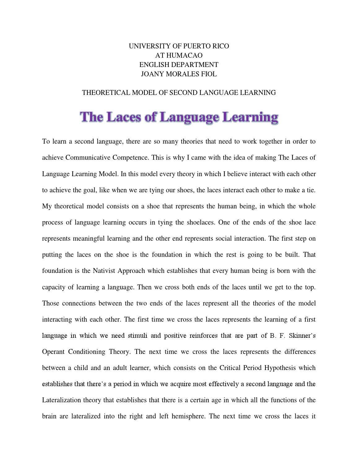 Theoretical model of second language learning by Joany Morales - Issuu