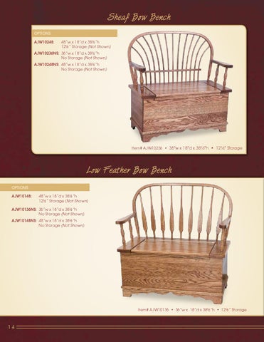 E & G Amish Furniture 2013 A × J Woodworking 家具目录 / Benches and Cedar Chest / 第 16 页