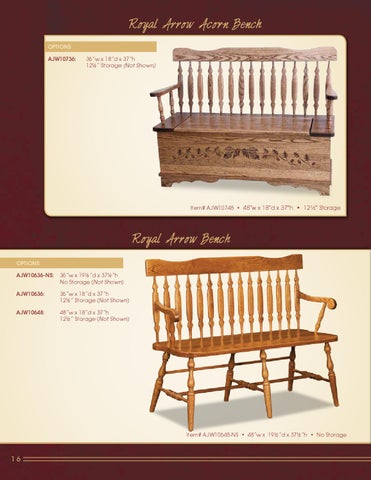 E & G Amish Furniture 2013 A × J Woodworking 家具目录 / Benches and Cedar Chest / 第 18 页