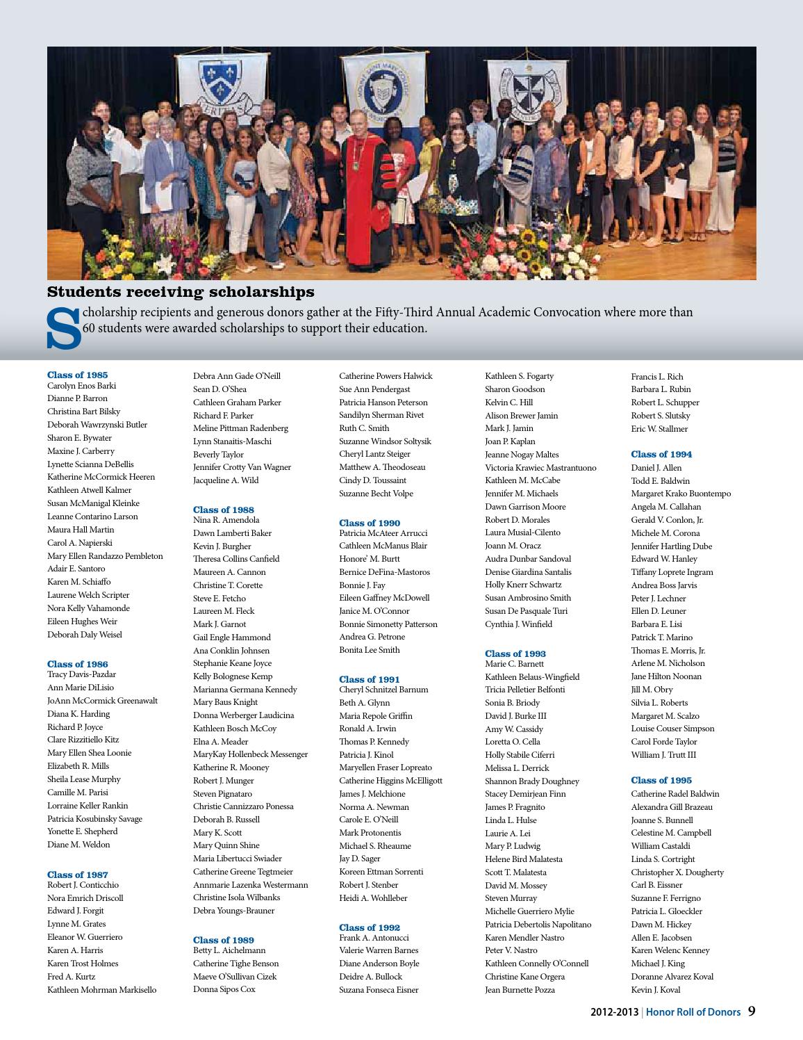 Mount Saint Mary College Honor Roll Of Donors 2012 2013 By Mount Saint