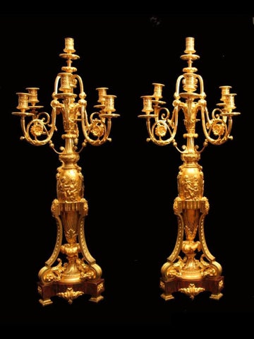 Stunning 法国 19th Century 金色 Plated 青铜 and Red 大理石 Candelabra - 1870s 第 3 页