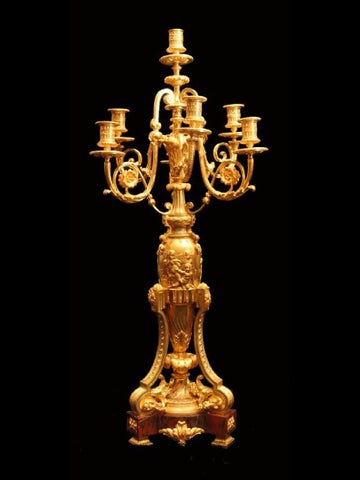 Stunning 法国 19th Century 金色 Plated 青铜 and Red 大理石 Candelabra - 1870s 第 5 页