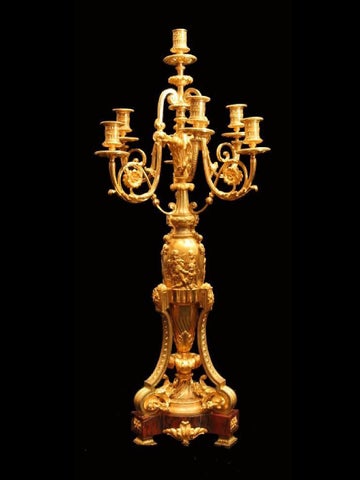 Stunning 法国 19th Century 金色 Plated 青铜 and Red 大理石 Candelabra - 1870s 第 7 页
