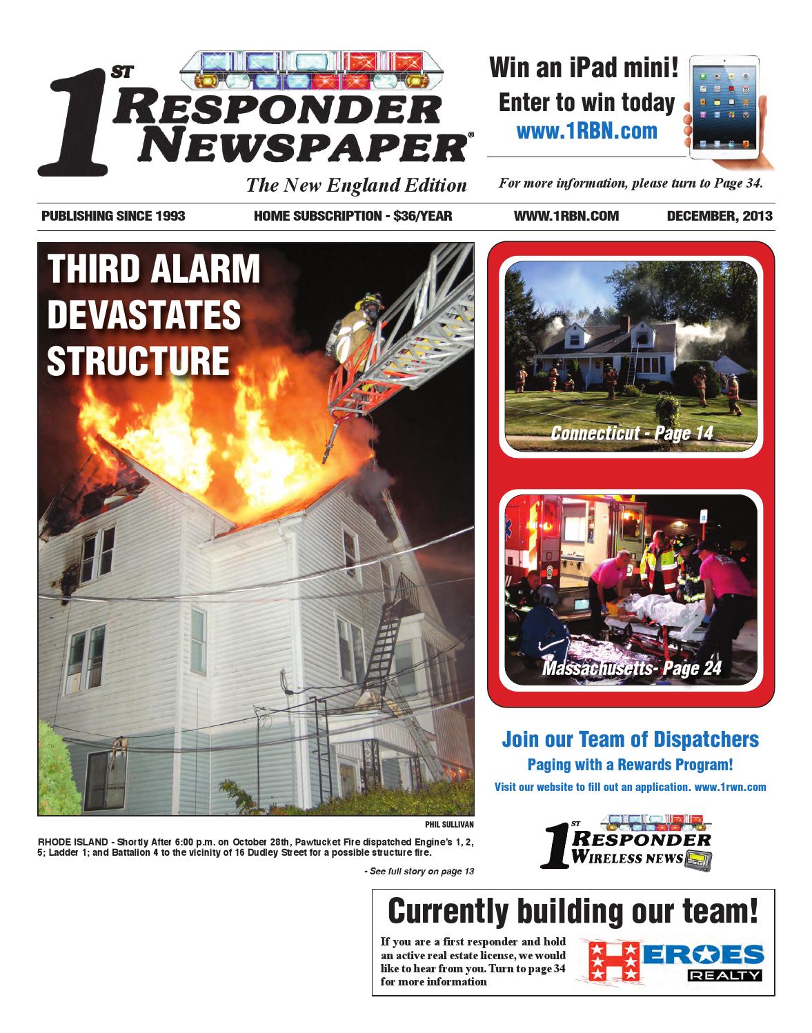 1st Responder Newspaper New England December Edition by Belsito