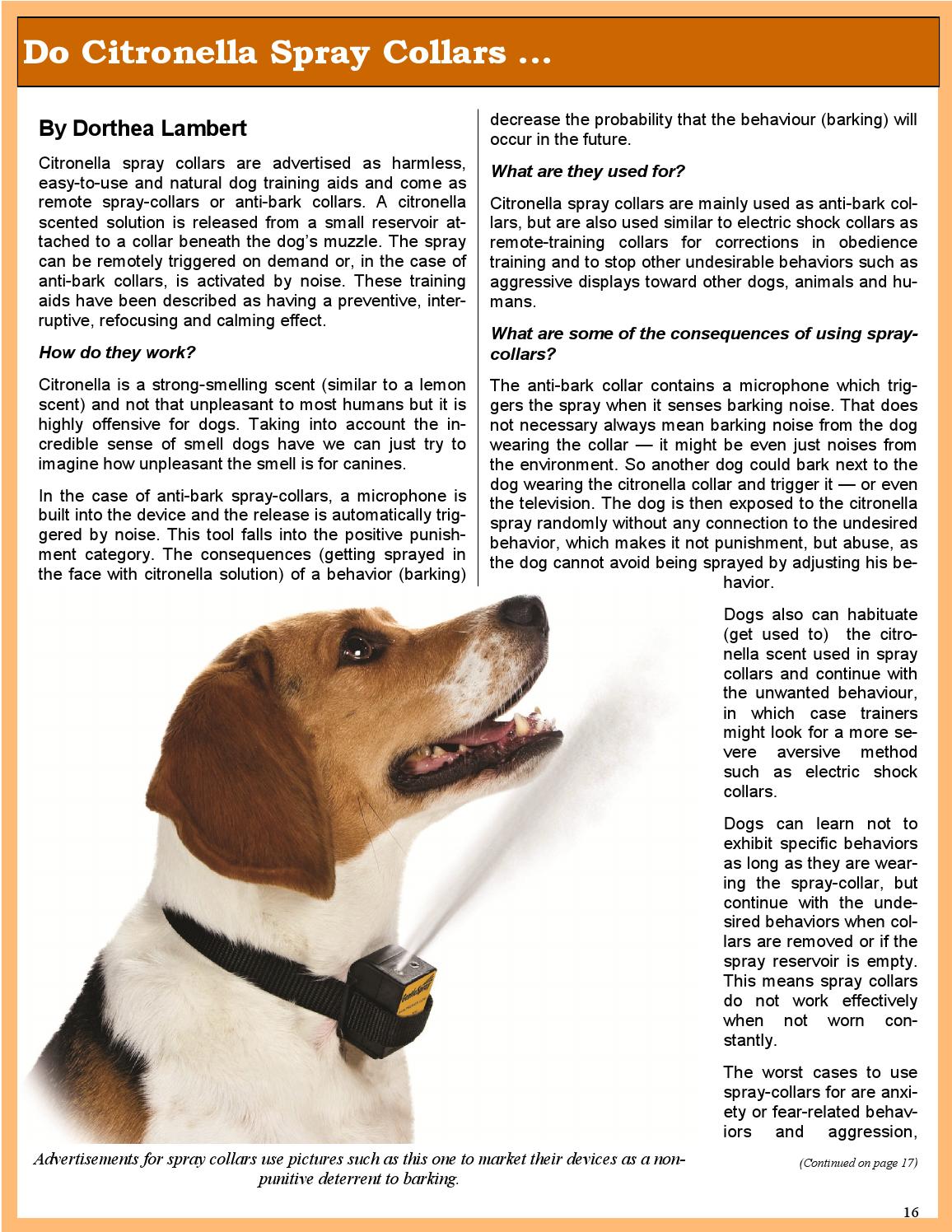 spray collars for dogs