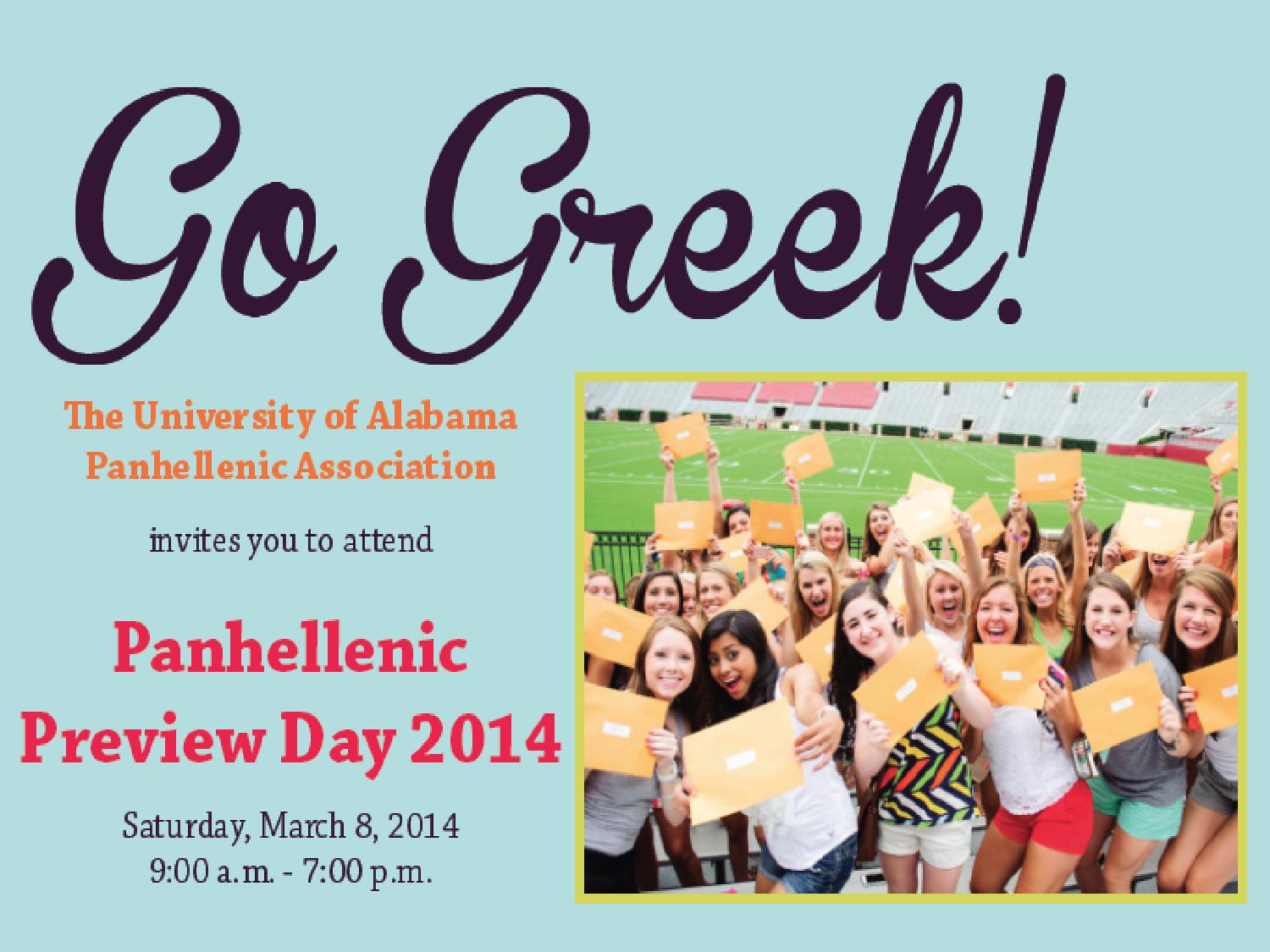 Spring 2014 Panhellenic Preview Day Brochure by Alabama Panhellenic
