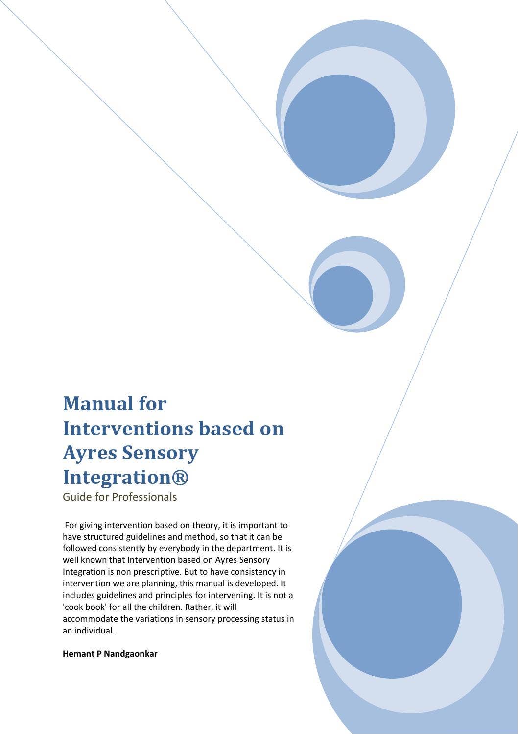 Manual for interventions based on ayres sensory integration by Hemant ...